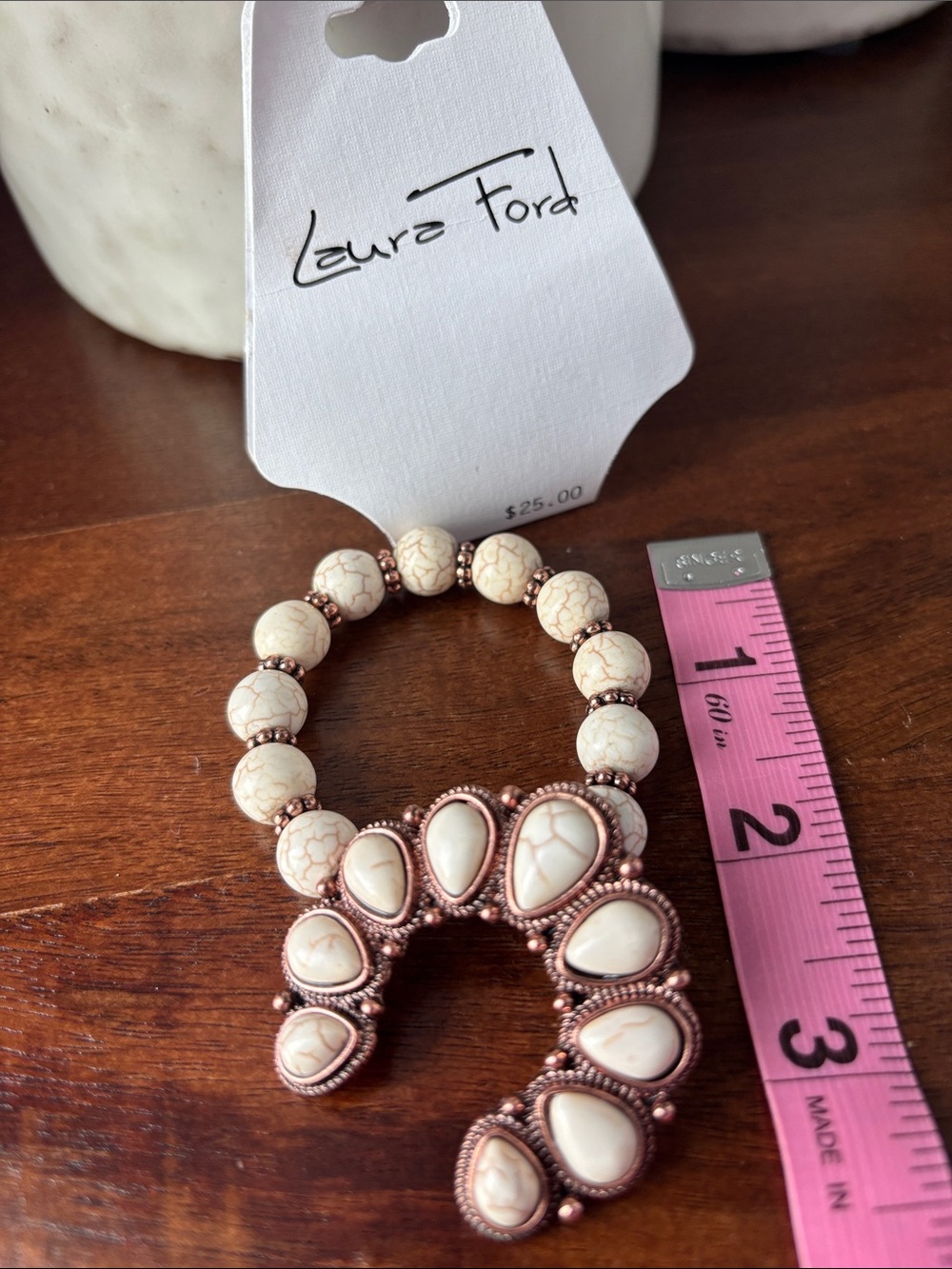 Laura Ford Crescent Shape "naja” cream stones in Coppertone,Southwestern, trend